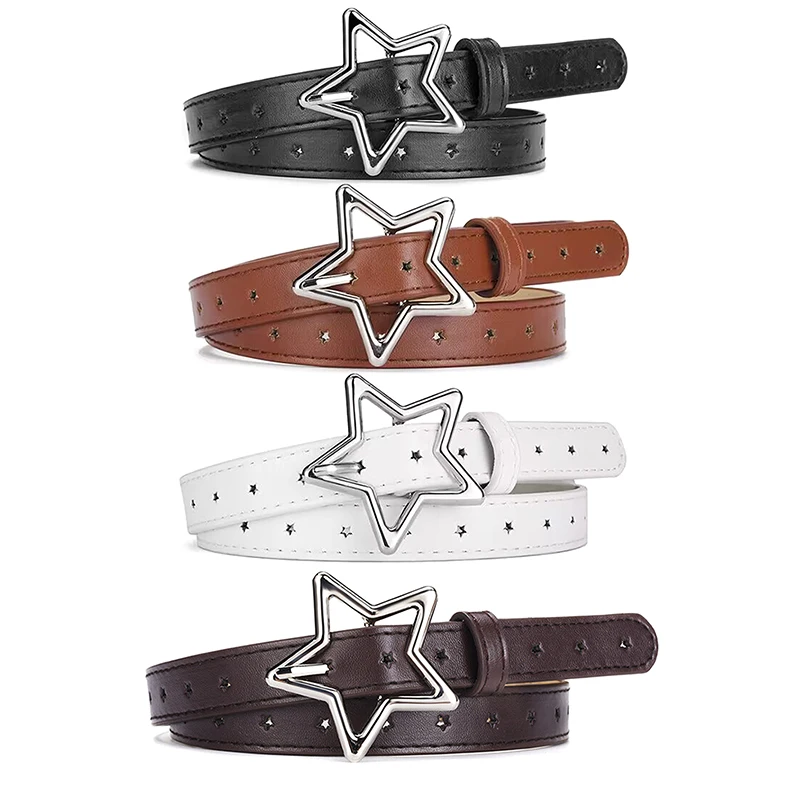 

Fashion PU Leather Pentagram Buckle Waistband Elegant Waistbands For Women Girls Sweet Dress Pants Decoration Waist Belt