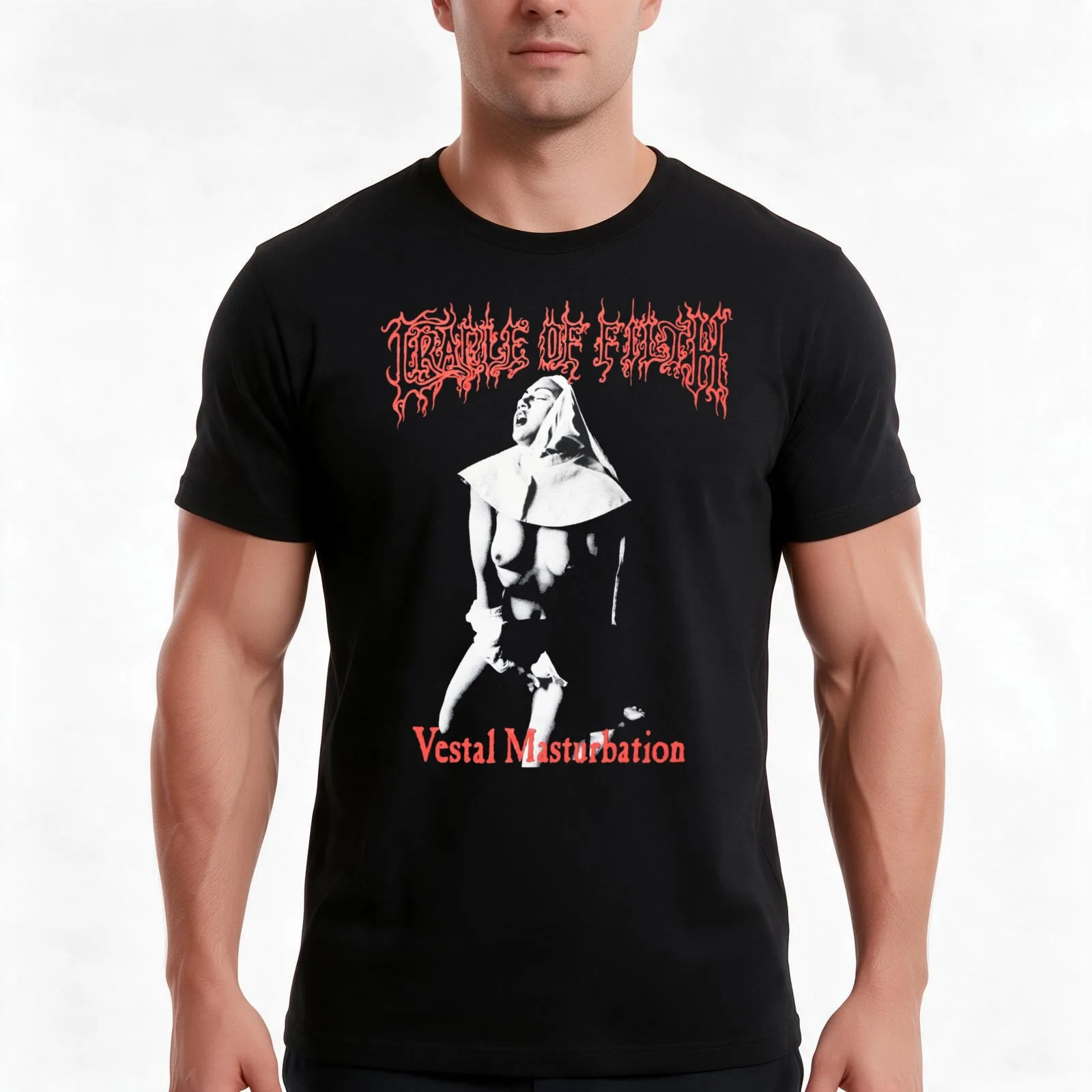 Cradle of filth T-Shirt, Summer Casual Cotton Tee, Oversized Streetwear Tops, Vintage Graphic Print, Loose Fit Short Sleeve