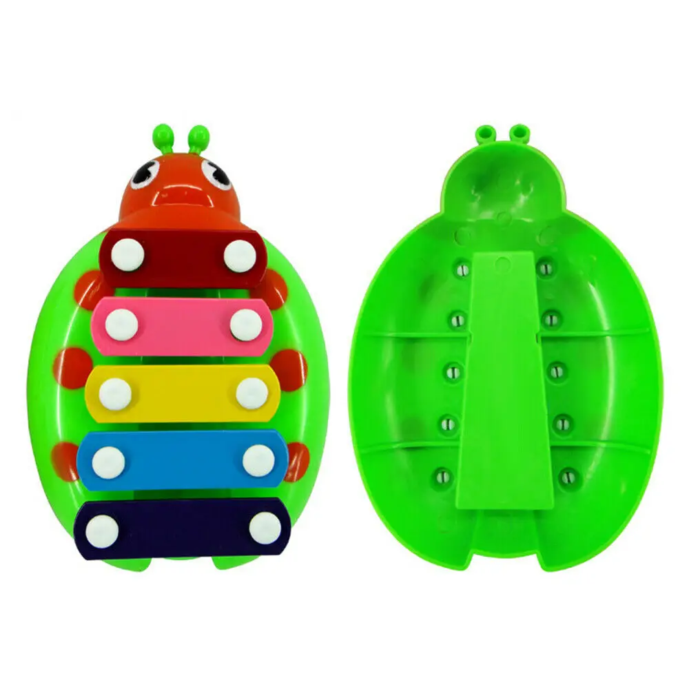 Baby Music Instrument Educational 5 Keys Beetle Toy Frame Style Xylophone Kids Musical Hand Knocking on Piano