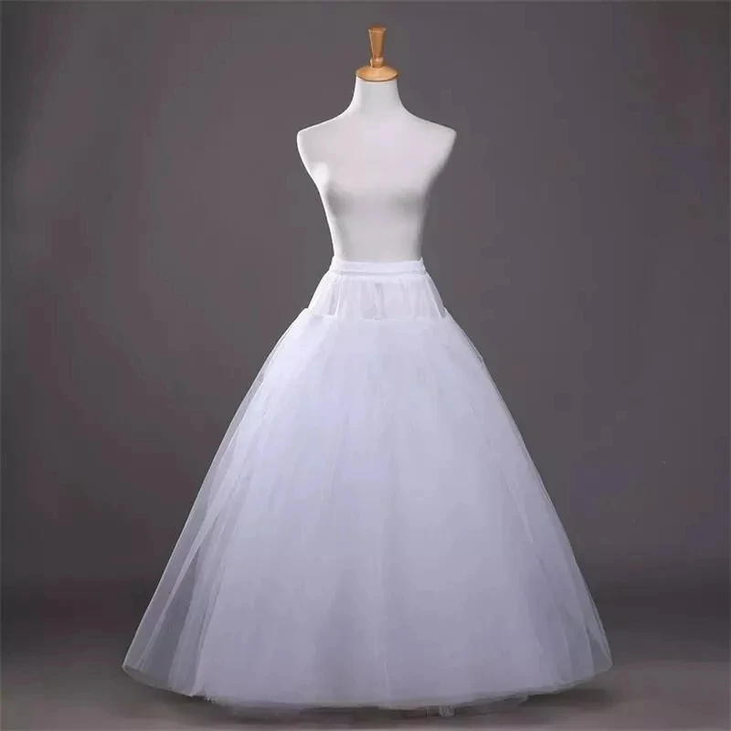 White Tulle A-line Style Dress Hoopless  Wedding Accessories Underskirt Crinoline Lolita Puffy Petticoat