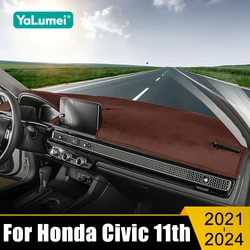 Car Dashboard Cover Avoid Light Pad Sun Shade Anti-UV Carpet Non-Slip Mat Accessories For Honda Civic 11th 2021 2022 2023 2024
