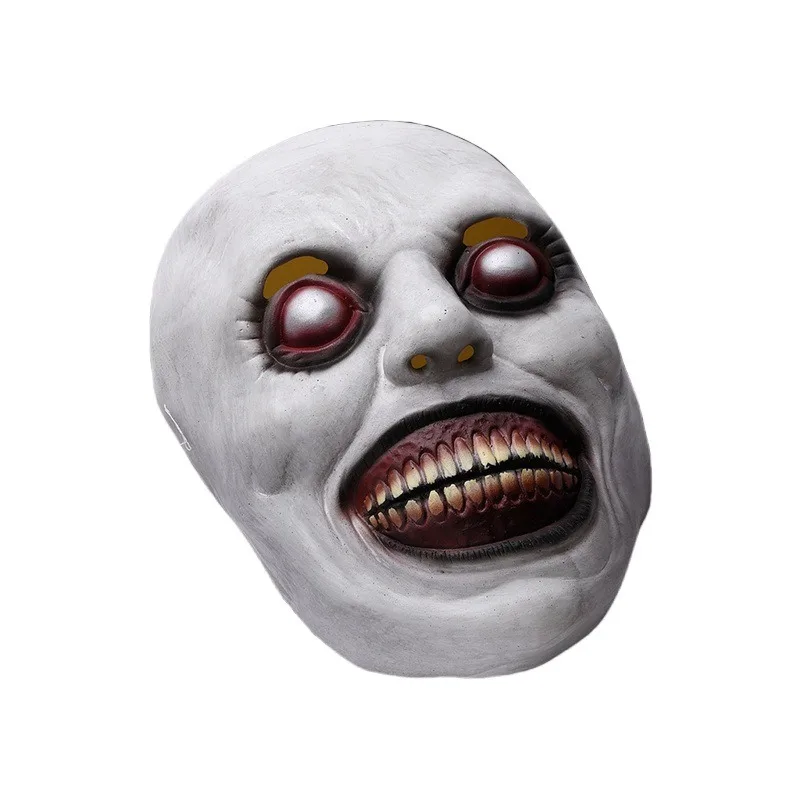 

Horror Exorcist Mask Halloween Smile White Face Eye Demon Skull Mask 2025 New Trend Horror Mask