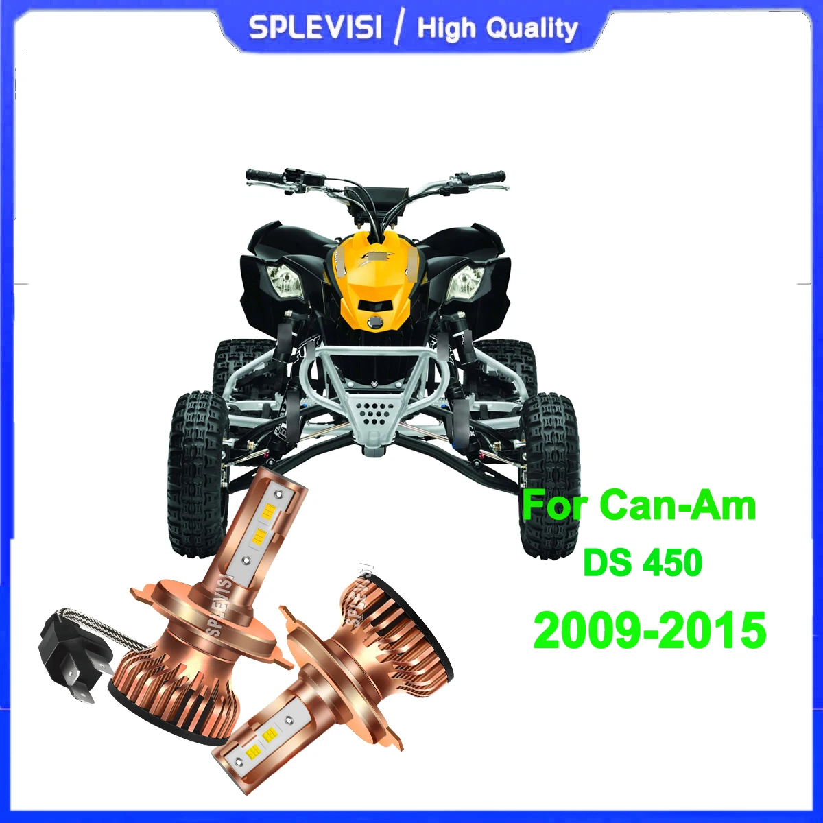 

H4 HS1 led headlights -cold-pressed aluminum heat sink and a high-speed cooling fan For Can-Am DS 450 2009 2010 2011 2012-2015