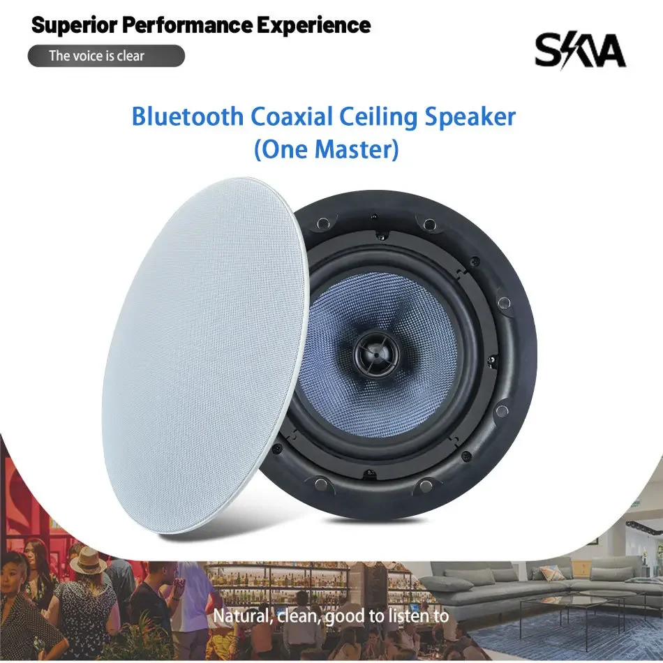 

Bluetooth Coaxial Ceiling Speaker Powerful 50W HiFi Stereo Loudspeaker Home Theater Background Music System