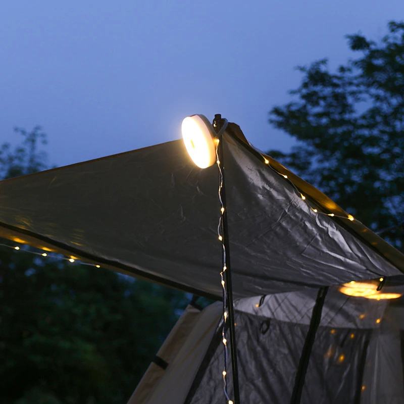 Cadena de luz Solar para acampar, luz de ambiente de Camping impermeable con Control remoto multifunción para exteriores