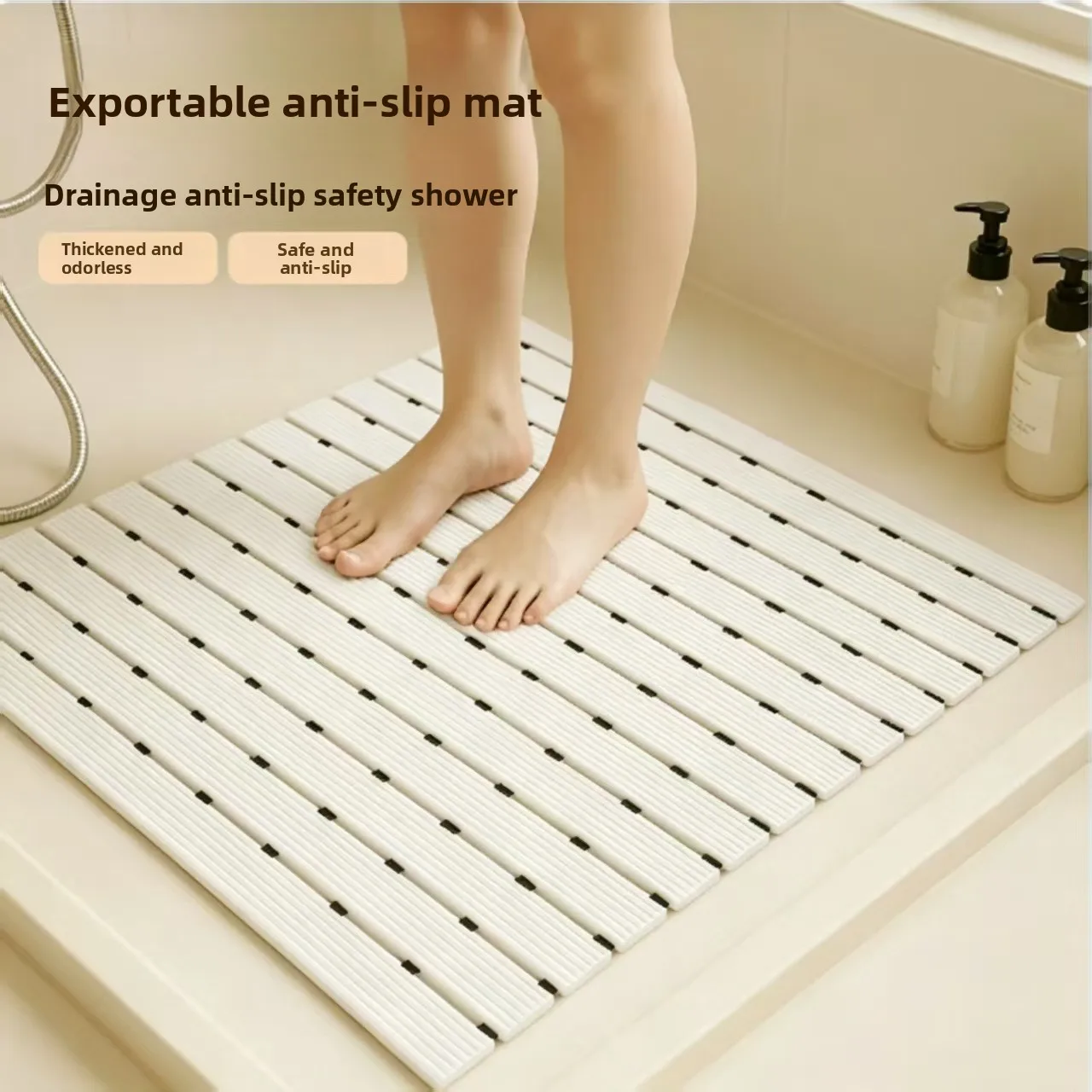 Thickened Pvc Bathroom Anti-Slip Floor Mat Drainage Surface Washable Cuttable Shower Bathtub Rug In X To Cm Sizes