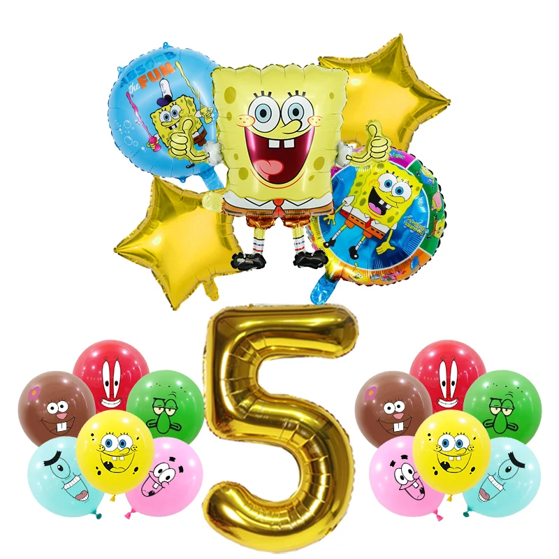 SpongeBob Geburtstag Party Dekoration Aluminium Folie Ballon Für Kind Event Liefert Einweg Geschirr Banner Hintergrund Geschenk