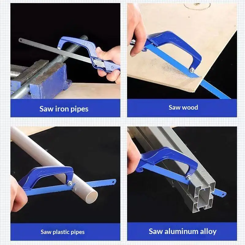 Mini Hacksaw Frame Portable Hand Saw With 12 Inch Saw Blade Adjustable Tension Lightweight For Metal Wood Cutting DIY Handwork