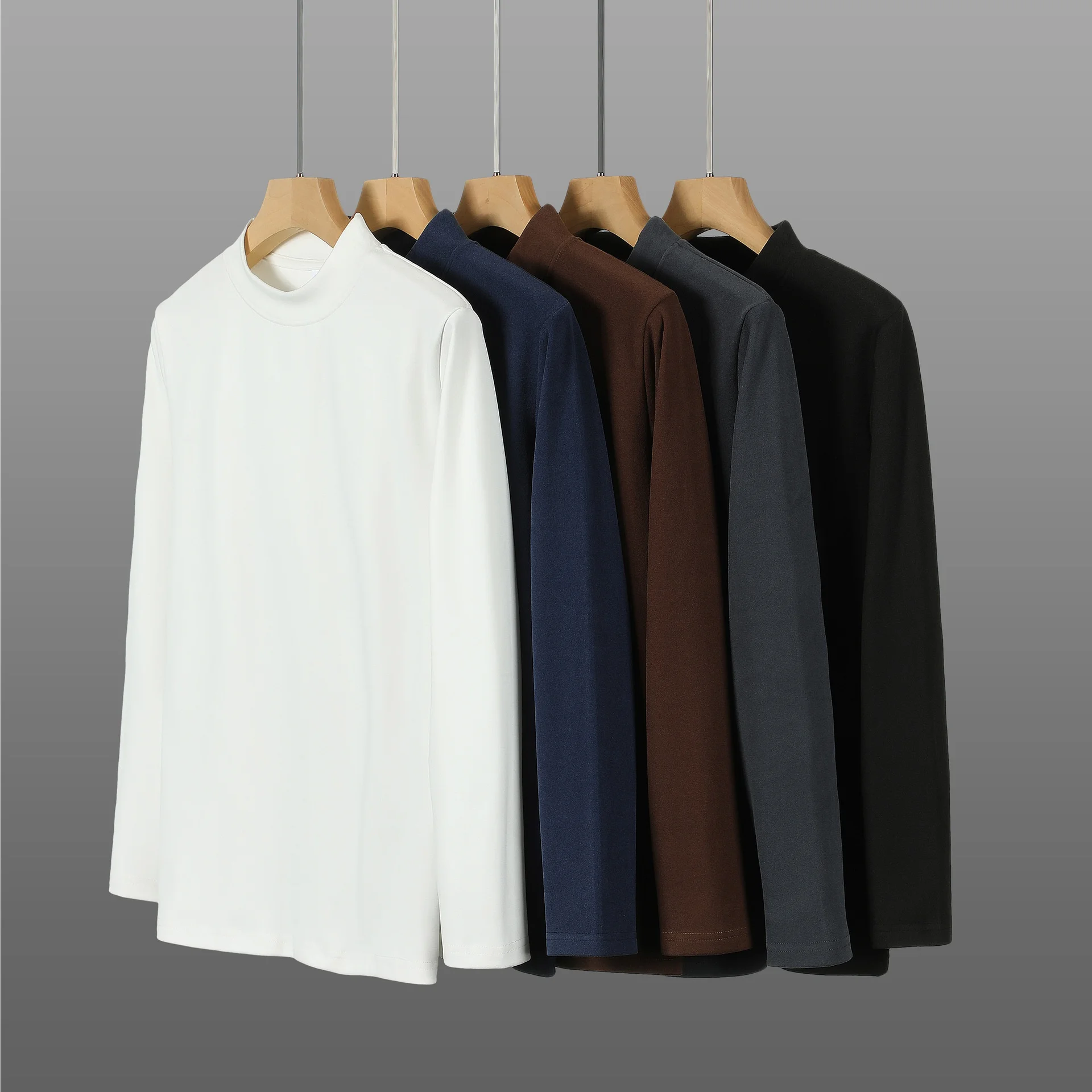 

Мужская футболка-поло с половиной поло/черепаховым воротником, мужская корейская модная облегающая теплая футболка с длинными рукавами и внутренней стороны, весна-осень