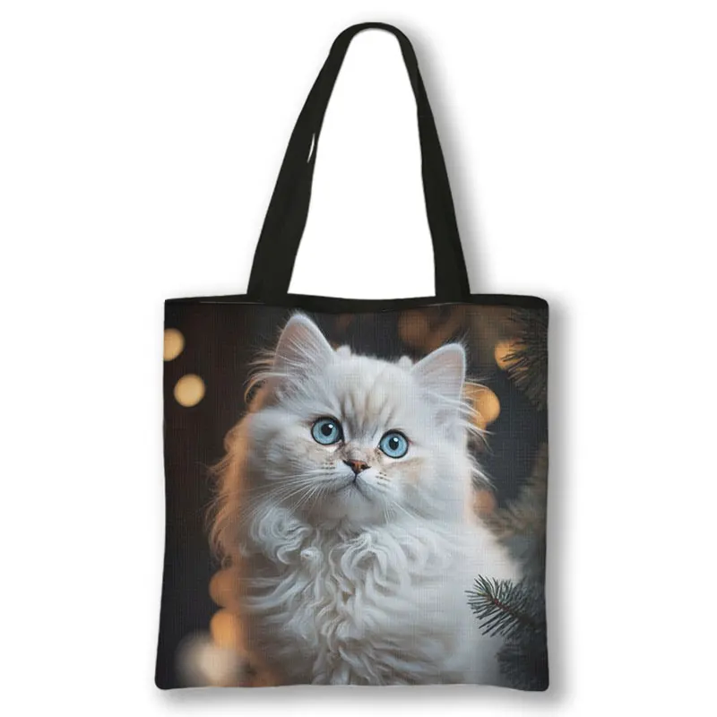 Kawaii Kätzchen drucken Umhängetasche Tier Katzen Cartoon Grafik Tragetaschen große Kapazität Damen handtasche wieder verwendbare Einkaufstaschen