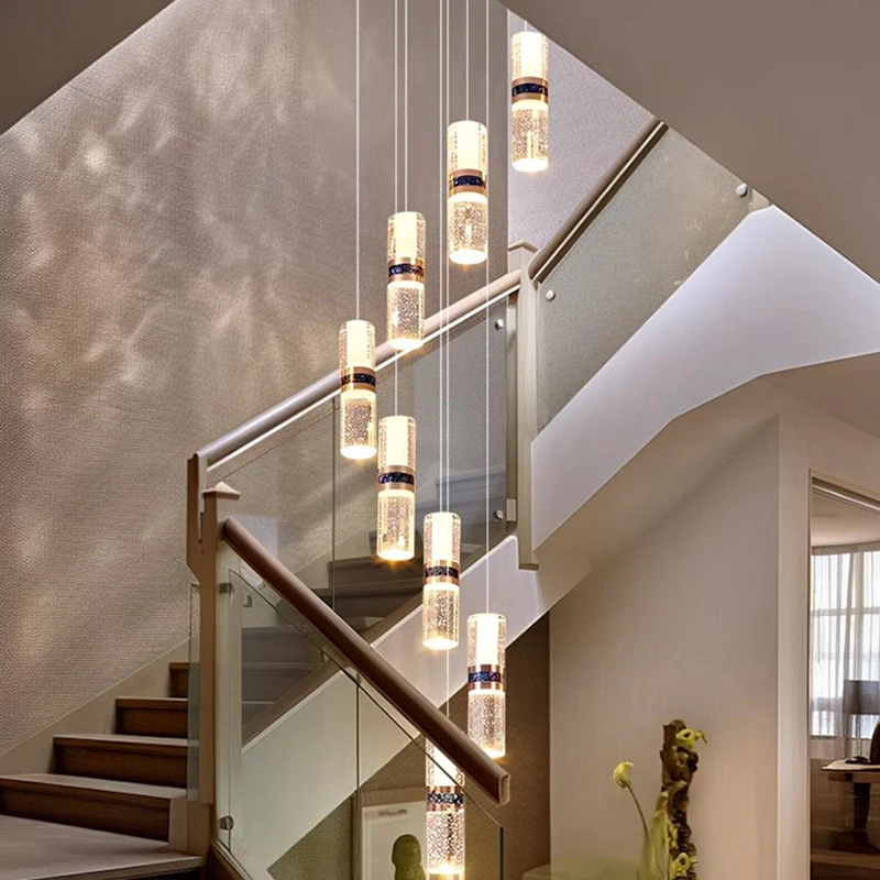 Imagem -05 - Modern Crystal Chandelier For Home Decoration Stair Pendant Lamp Living Room Pendant Lights Iluminação Interior