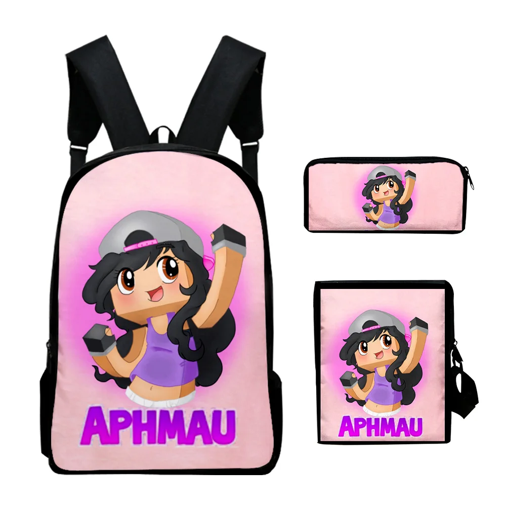 

Trendy Creative Pretty Aphmau 3D Print 3pcs/Set pupil School Bags Laptop Daypack Backpack Inclined shoulder bag Pencil Case