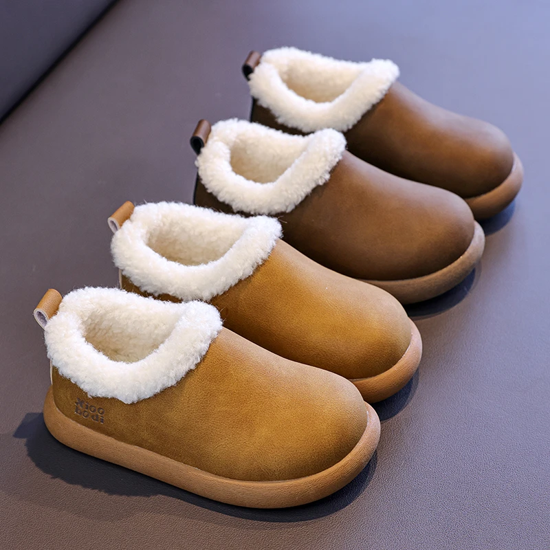 

Новинка осени/зимы 202, детские зимние сапоги, плюшевые тапочки на плоской подошве, теплая верхняя одежда, нескользящая модная детская обувь Botas De Niña