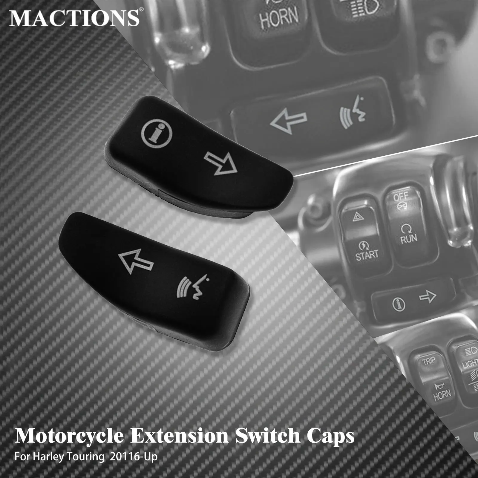 

Motorcycle Extended Switch Turn Signal Extension Button Caps For Harley Touring Road Street Electra Glide FLHR FLHT Ultra 16-19