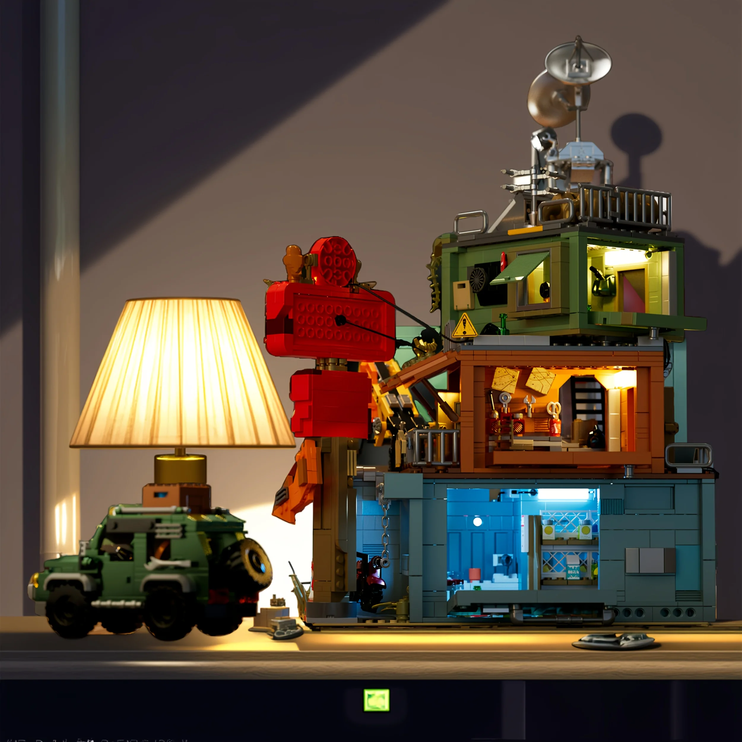 

2043pcs+ Large Scale Abandoned Gas Station Building Block Set House Model Birthday Gift for Men Study Desk Decoration