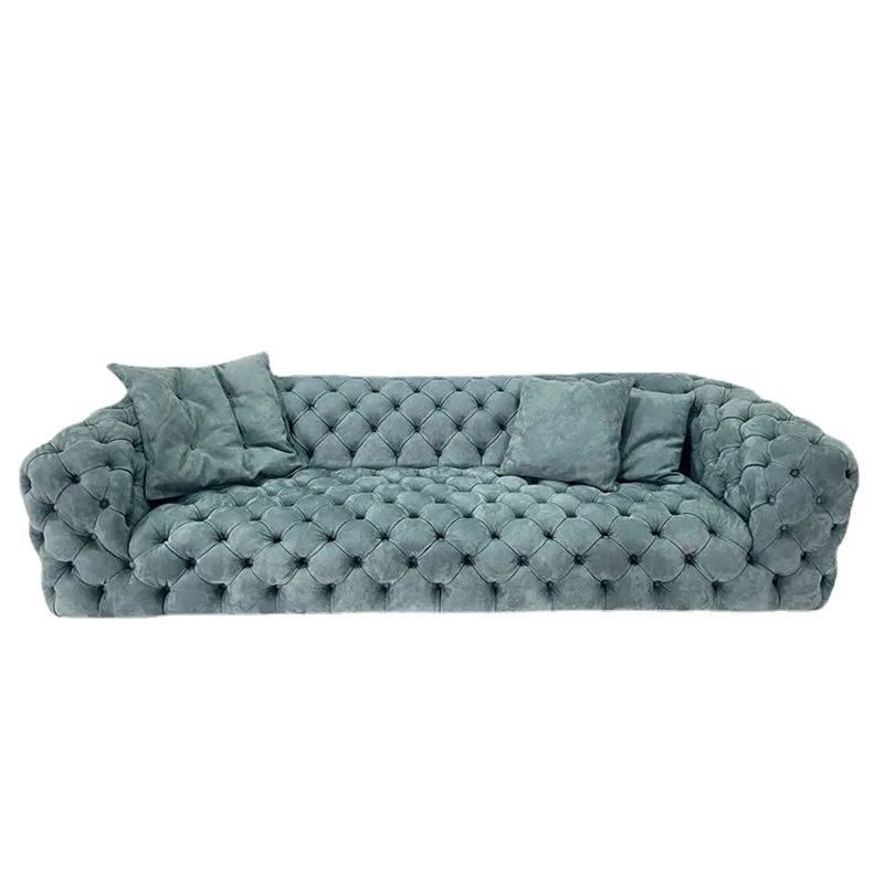

Frosted leather sofa living room simple buckle model room sales department cafe casual straight sofa