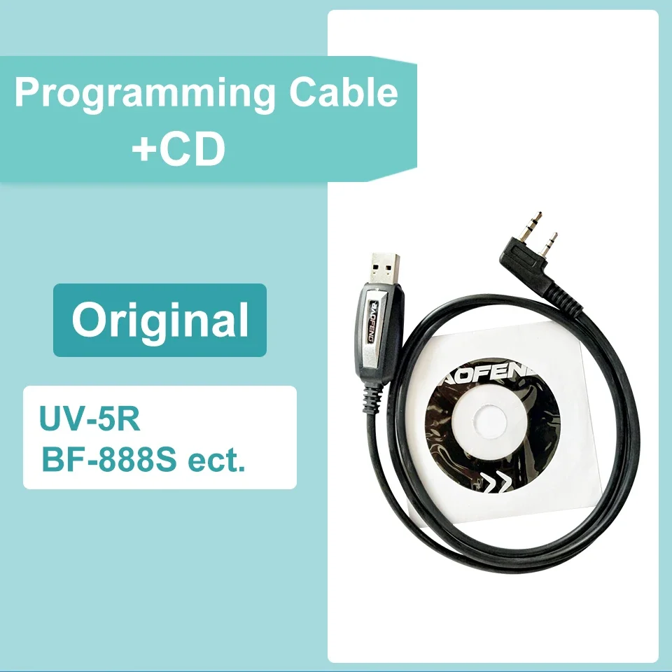 UV-K5 USB Programming Cable for Baofeng UV-5R Quansheng K6 UV5R Plus UV 13 UV 17 Pro Programming Cable Driver With CD Software