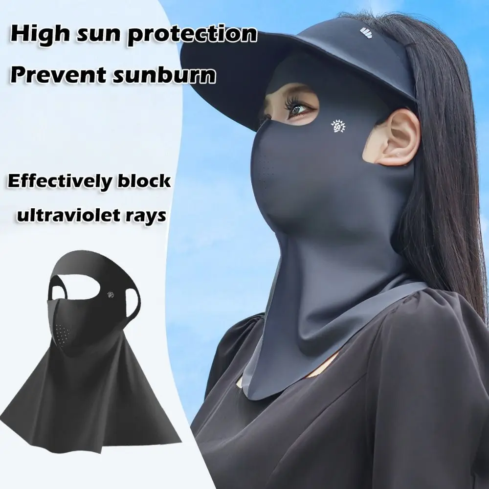 

New Ice Silk Sun Protection Mask Full Face UPF50+ Anti-UV Neck Scarf Neck Protection Breathable Sunshade Face Mask Summer