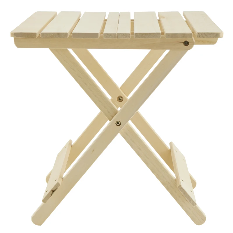 Folding Square Patio Outdoor Solid Table For Backyard Balcony Portable Space-Saving Natural Wood Color No Assembly Required
