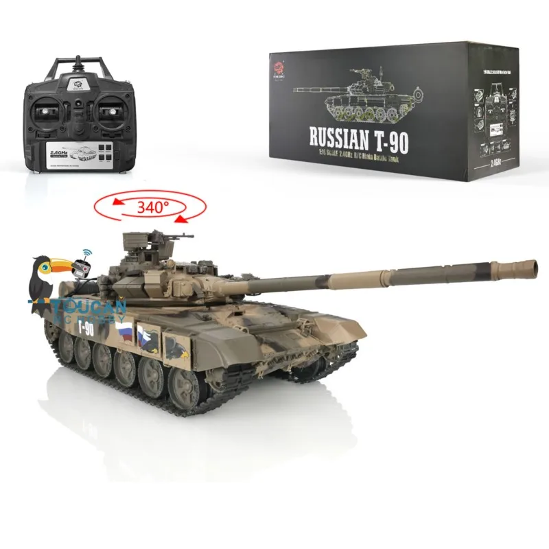 US Stock Heng Long 1/16 Russia T90 RTR RC Tank 7.0 Plastic Ver 3938 Remoted Panzer Model BB Gun IR Battle Gift for Boys TH17842