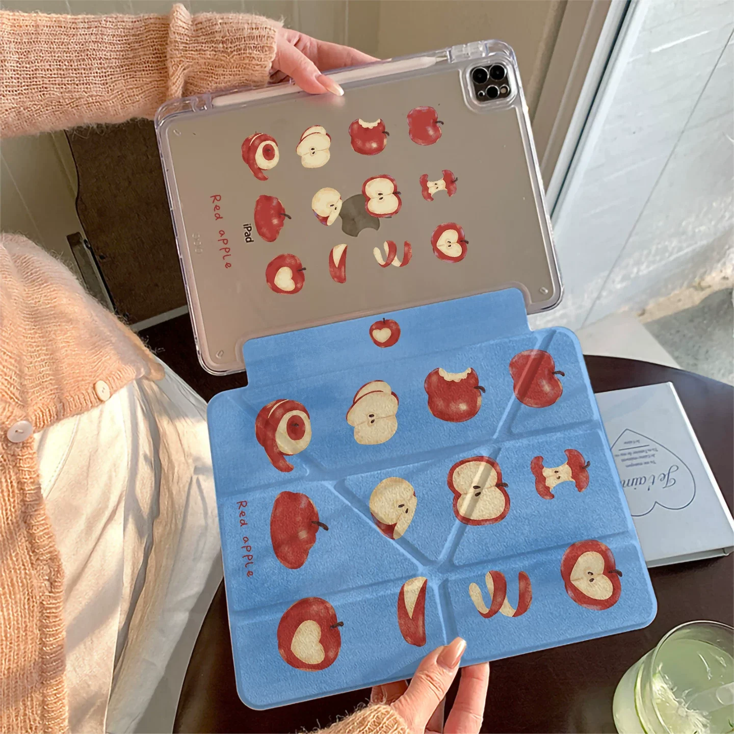 Red Apple Design Cute For iPad Case iPad 2025 Air 7 6 5 10 11 Pro 11 & Mini - Y-Fold 10.9