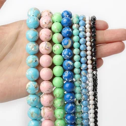 4-12mm Natural Shell Stone Beads Multicolor Round Loose Beads For Jewely Making DIY Charms Bracelet Necklace Wholesale