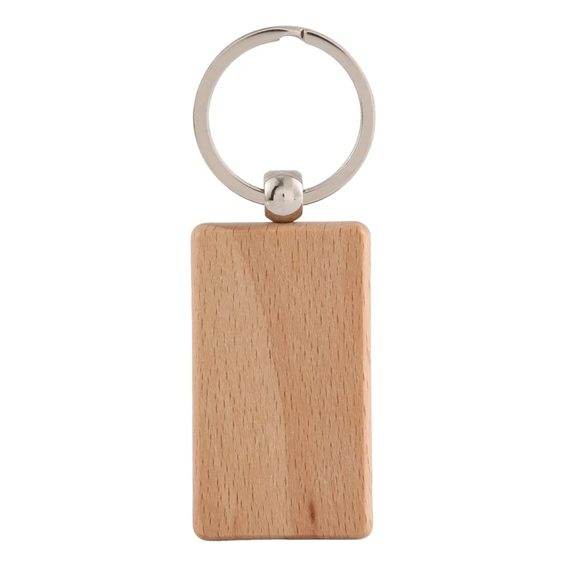 

100 Blank Wooden Keychain Rectangular Engraving Key ID Can Be Engraved DIY