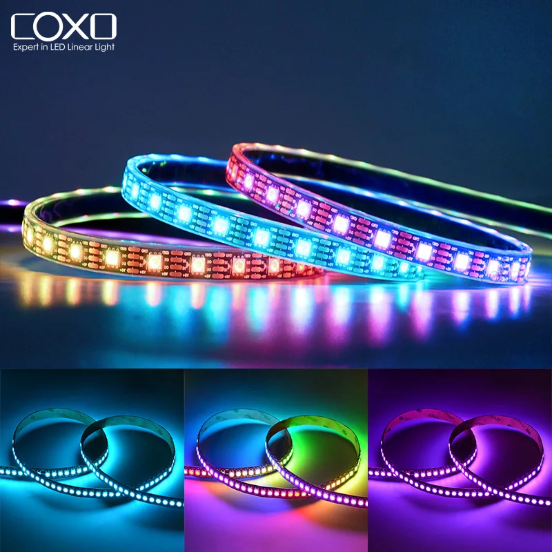 

WS2812B Led Strip Lights DC5V Smart Pixel RGB Led Tape 30/60/144Leds//m Individually Addressable IP30 IP65 IP67 Black White PCB