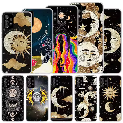 Funny Sun Moon Face Soft Case For Samsung Galaxy A15 A14 A13 A12 A55 A54 A53 A52 Phone Cover A35 A32 A33 A25 A23 A22 A05S A04S G
