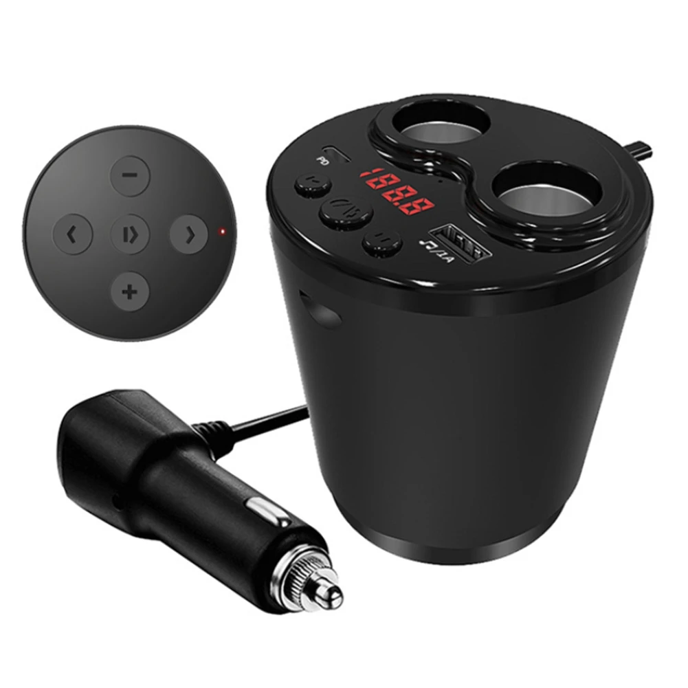 

G63 Car Bluetooth 5.0 FM Transmitter with Remote Control PD Type C USB Charger Music MP3 Player TF Card Handsfree