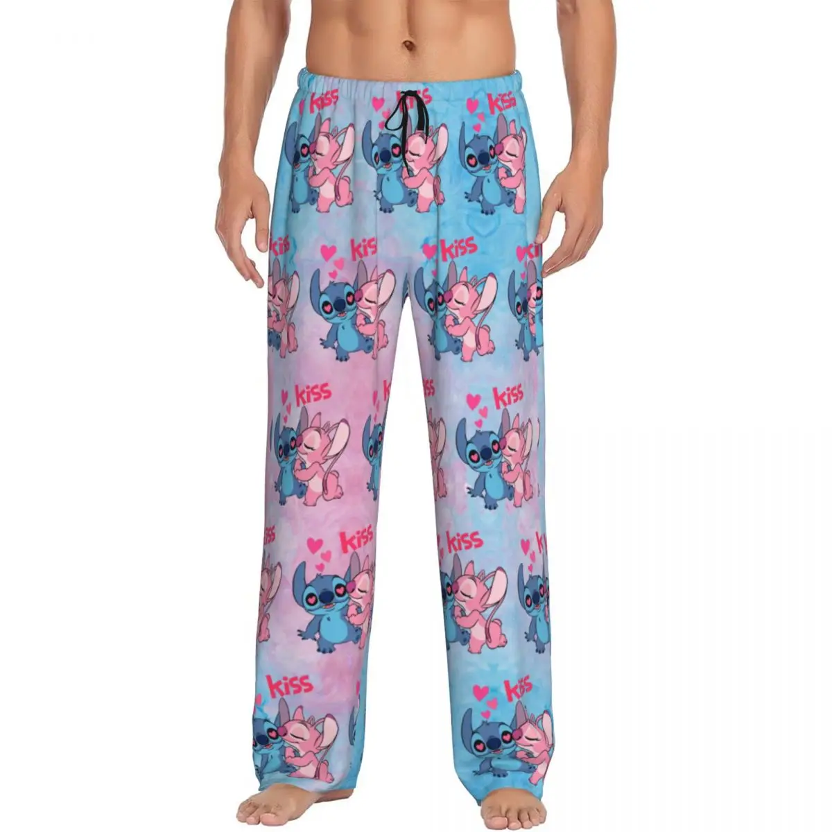 Pantalones de pijama lindos de León de punto personalizados, ropa de dormir de película para hombres, pantalones para dormir elásticos con bolsillos