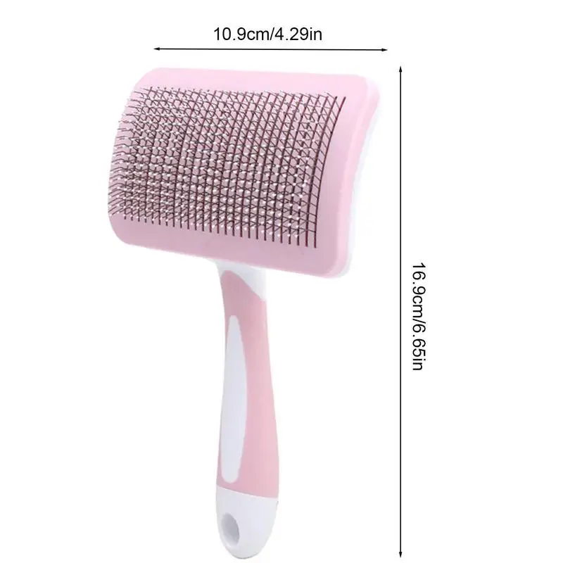 Grip Self Cleaning Pet Slicker Brush, Derramamento e Grooming Tool para Animais de Estimação, Remova o Cabelo Solto, Suavemente