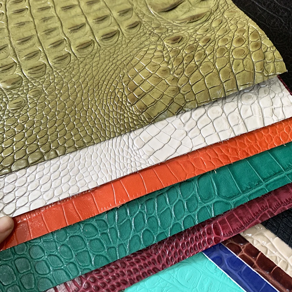 Crocodile patterned cowhide,Materials for making leather bags,DIY Handicraft,Sewing Accessories,Multicolor Cloth Piece, 20x30cm