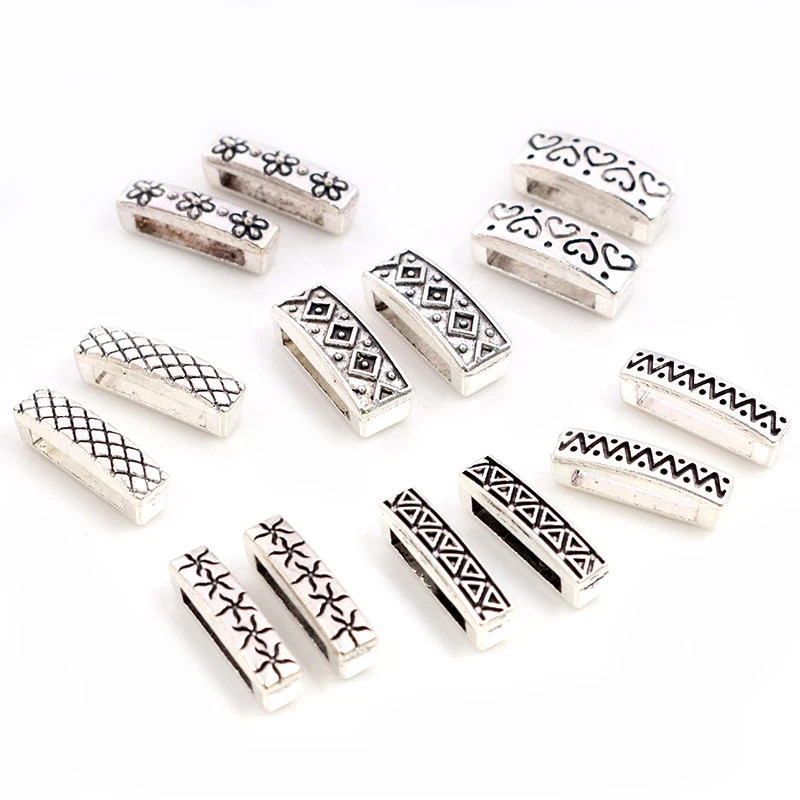 20pcs 16x6x6mm Beads Bails Pendants Jewelry Making DIY For 1cm PU Leather Bracelet Big Hole Beads Findings Hole Size 11x2mm