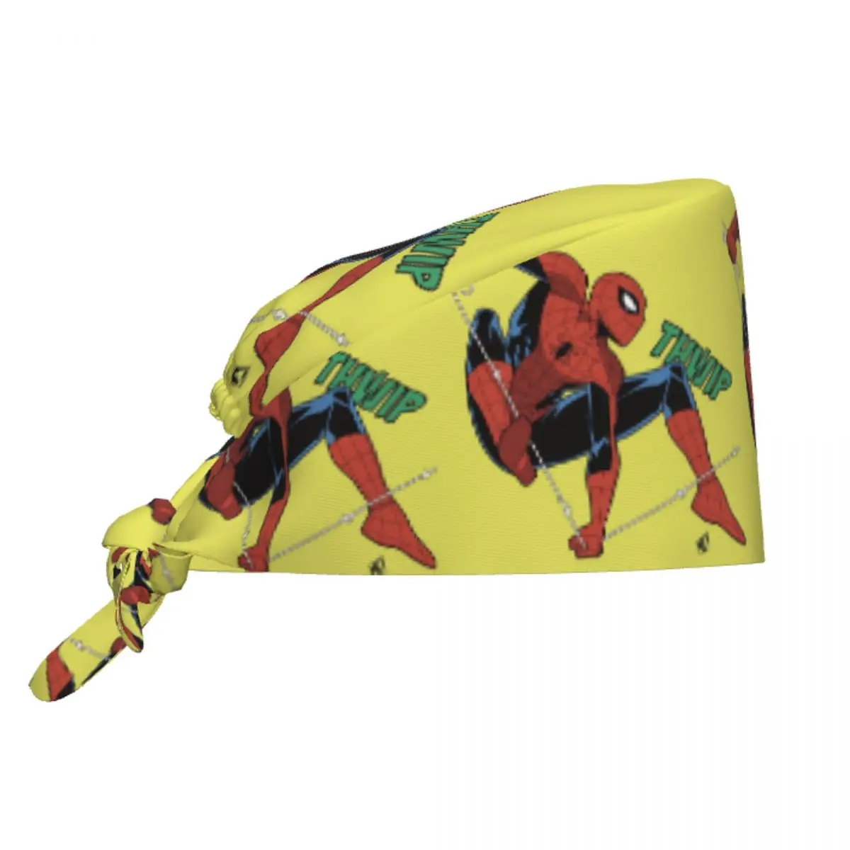 

Custom Spiderman Thwip Breathable Scrub Hat Surgical Scrub Caps Unisex Nursing Hair Hats Work Scrubs Hat for Hospital Pharmacy