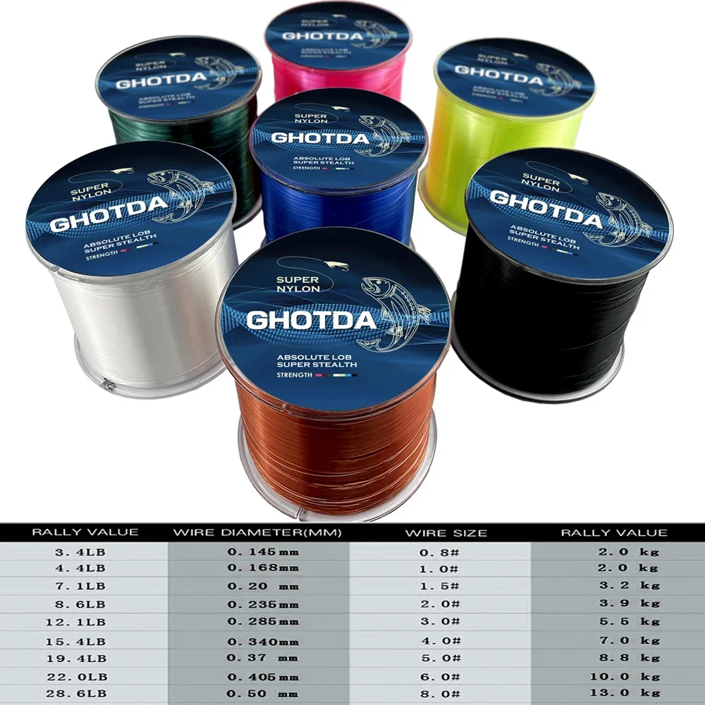 GHOTDA 500m 3.4~28.6lb Invisible Fishing Line Monofilament Black Line Fly Lines Ice Fishing Color Transparent Nylon Lines