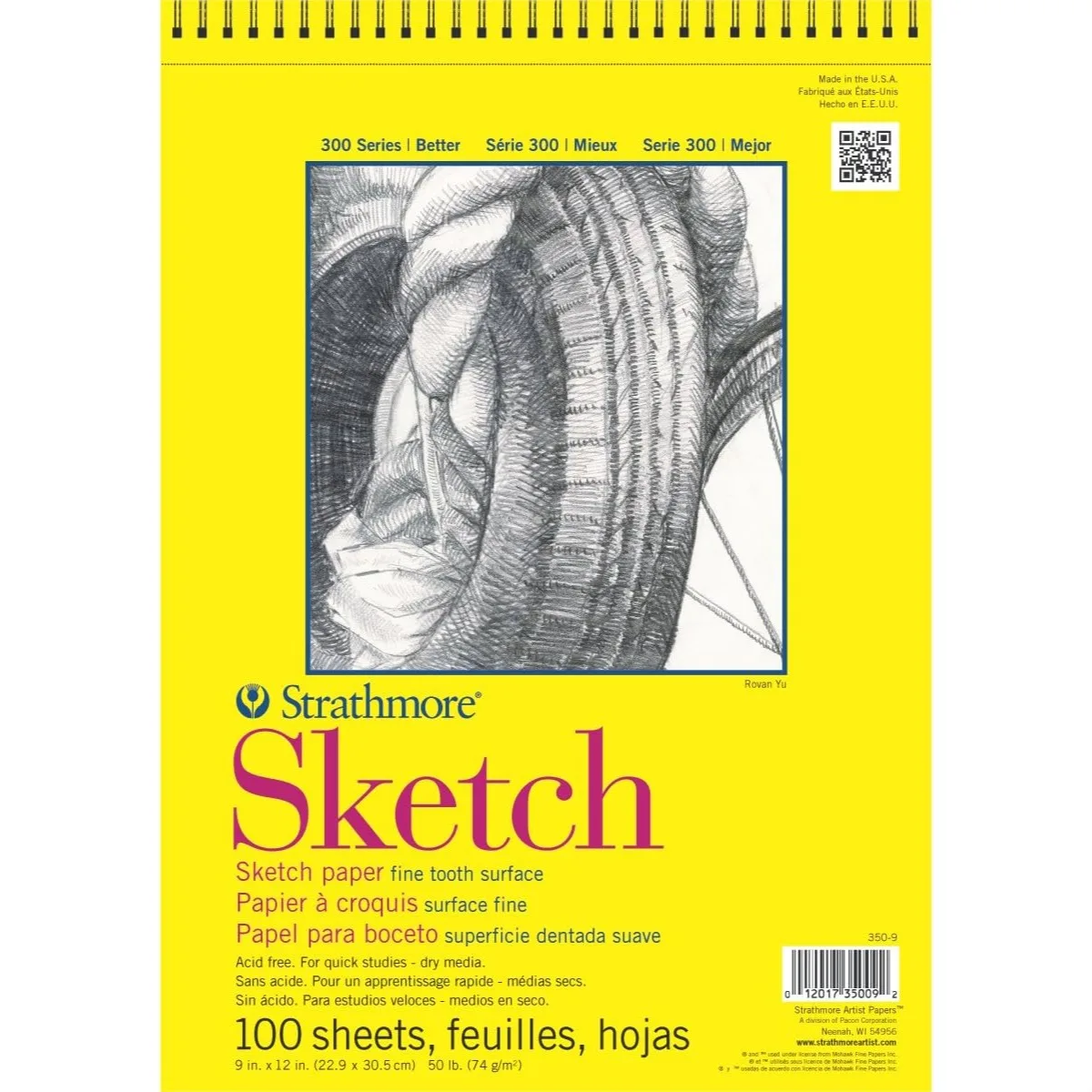 

9x12 Sketch Paper Pad 100 Sheets for Pencil Charcoal Drawing, Micro-Perforated Wire Bound