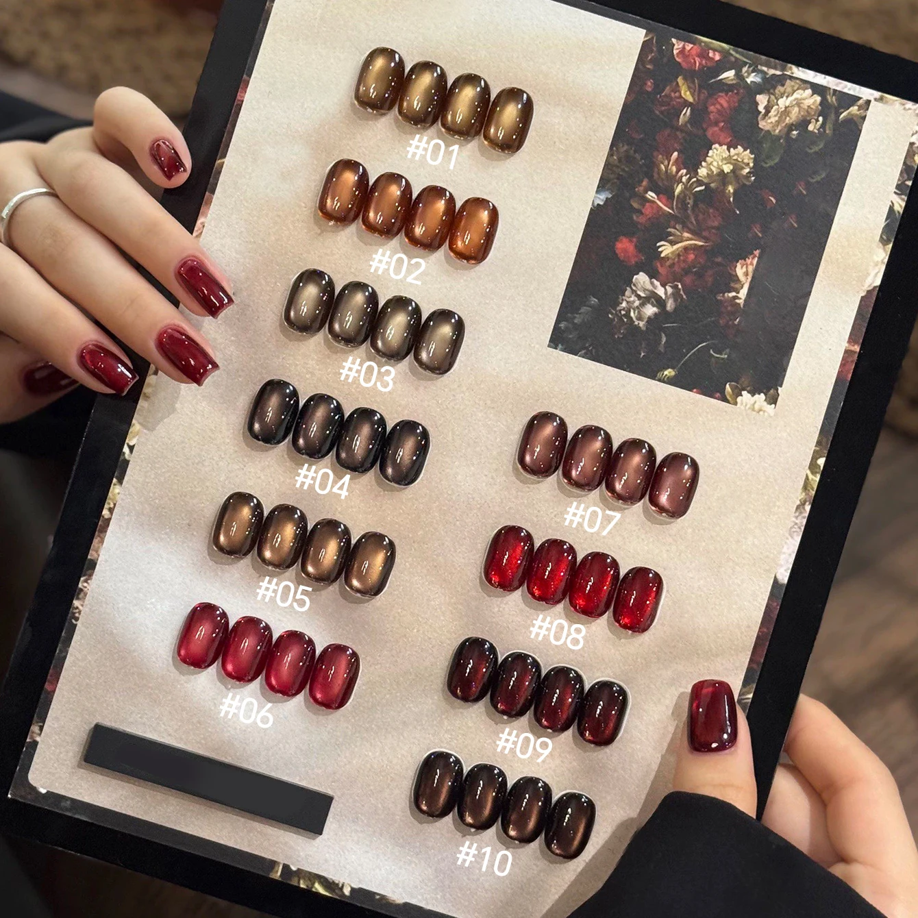 

93A 10 мл Гель-лак Mansha Birch Cat Eye, красно-коричневый блестящий фарфор, белый световой кошачий глаз, коллекция осень-зима 2025 г.