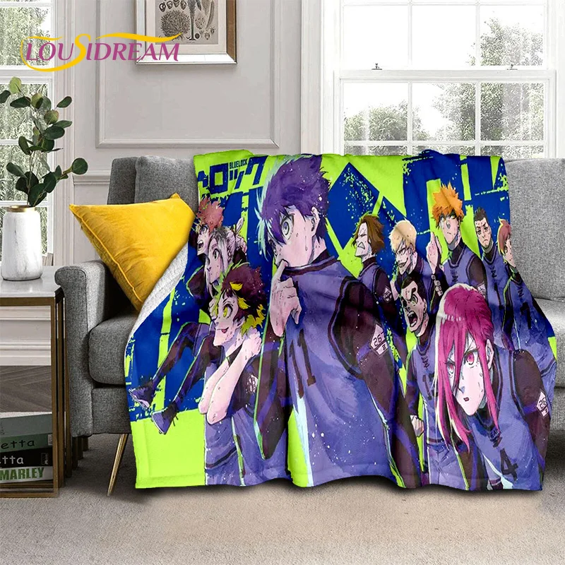 3D Blue Lock Cartoon Football Anime Blanket,Soft Throw Blanket for Home Bedroom Bed Sofa Picnic Travel Office Cover Blanket Kids