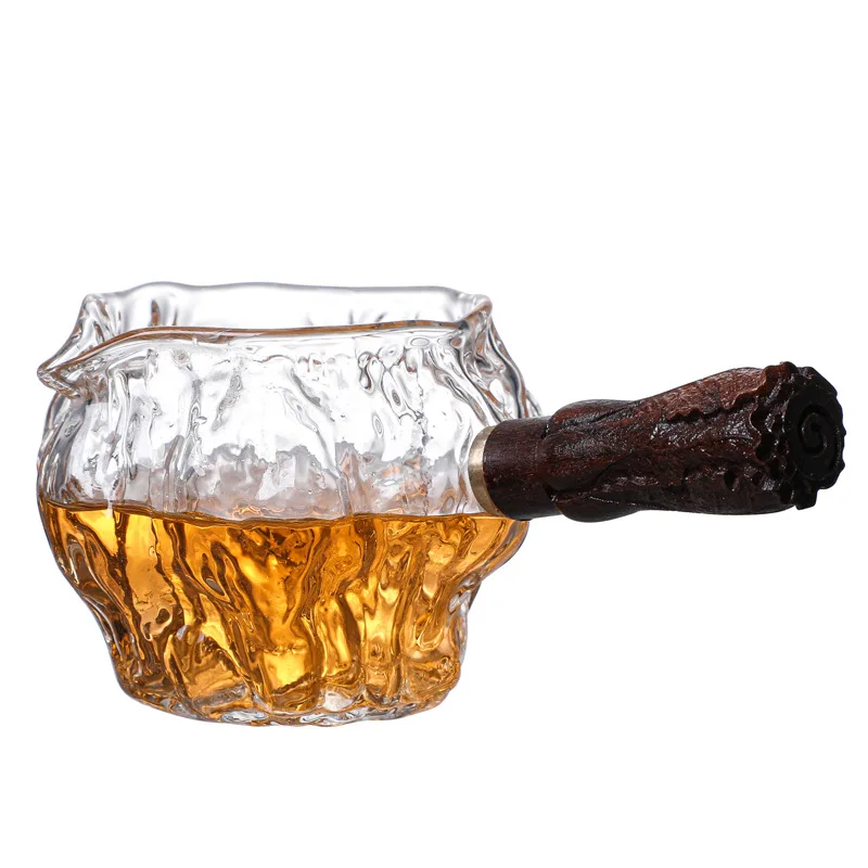 Wholesale Wooden Handle Glass Justice Cup Kung Fu Teapot Chinese Tea Set Kettle Heat Resistant Glass Teapot for Infusion Gaiwan