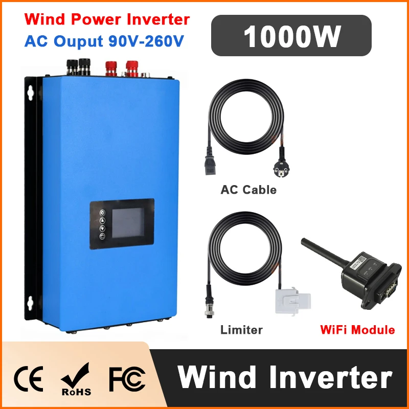 Y&H 1000W 2000W MPPT Windenergie Grid Tie Inverter voor 3-fase AC-windgenerator met LCD & Dump Load Controller (optionele WiFi)