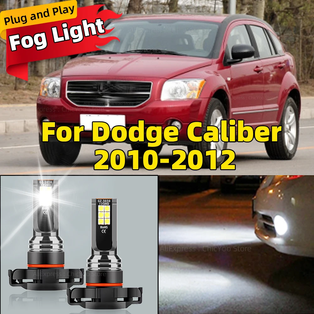 

2x Car LED Bulbs PS24W 5202 PS19W H16(EU) LED Fog Lights 6000K White For Dodge Caliber 2010 2011 2012 Plug and Play