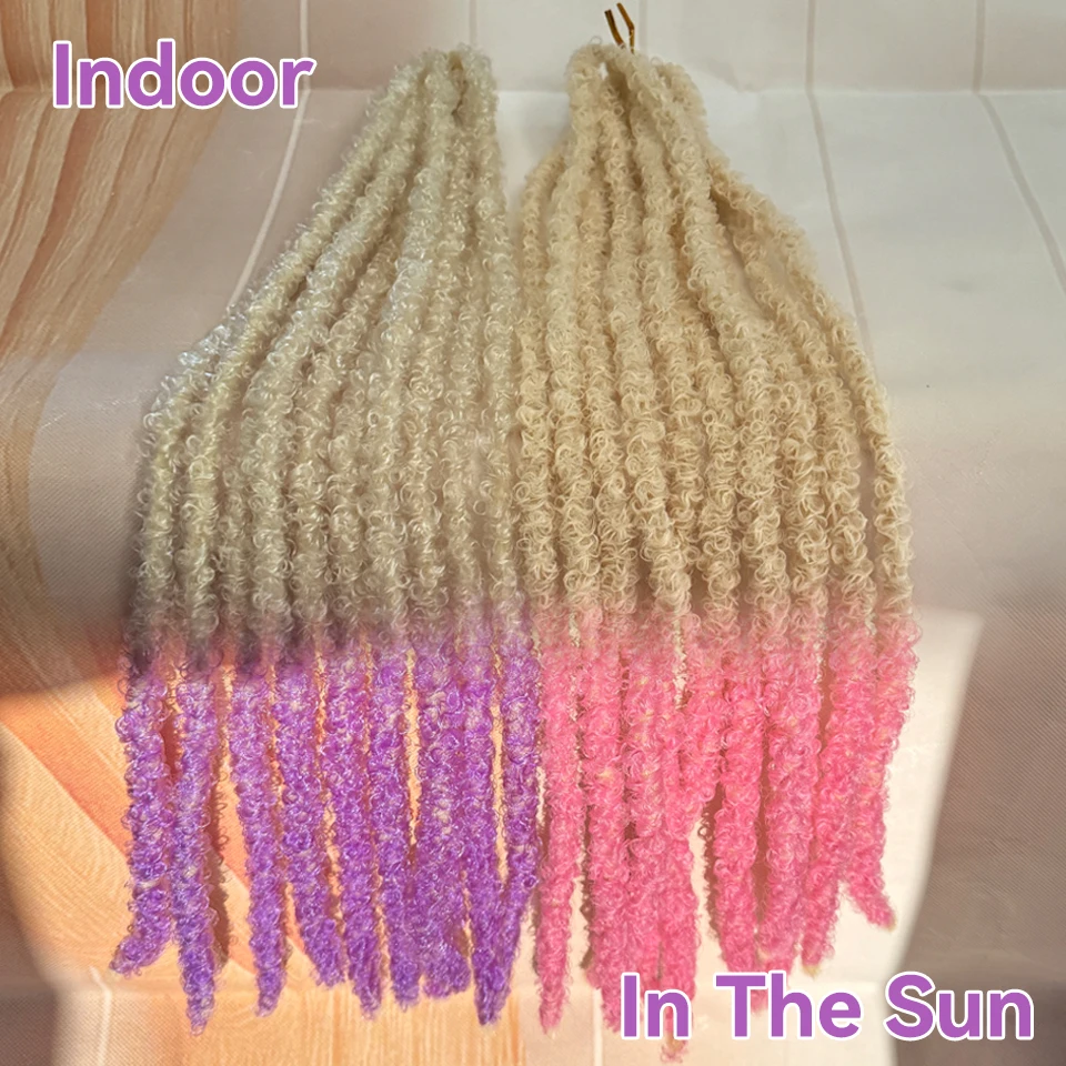 Distressed Locs Butterfly Locs Crochet Hair 24" Changing Blonde To Pink Purple Synthetic Pre Looped Extensions For Afro Women