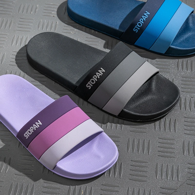 Sandal wanita pria, sandal kamar mandi, mandi, pantai, luar ruangan, nyaman, sol lembut, sandal cepat kering, sandal garis-garis Non Slip