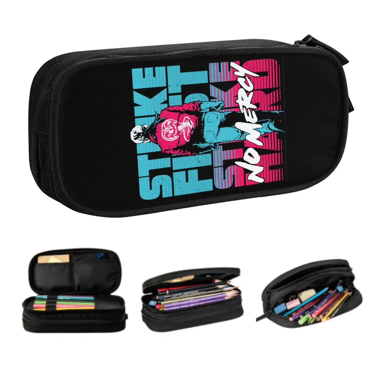 Custom Cobra Kai Kawaii Pencil Case Large Capacity Karate Kid Strike First Strike Hard No Mercy Pencil Box School Accessories