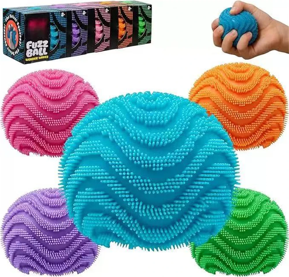 Needoh Shaggy 3 Pack Mini Fuzz Ball Stress Teenie Sensory Toy Colorful Knead Stretch Anxiety Relief ADHD Fidget Toy Leisure Gift