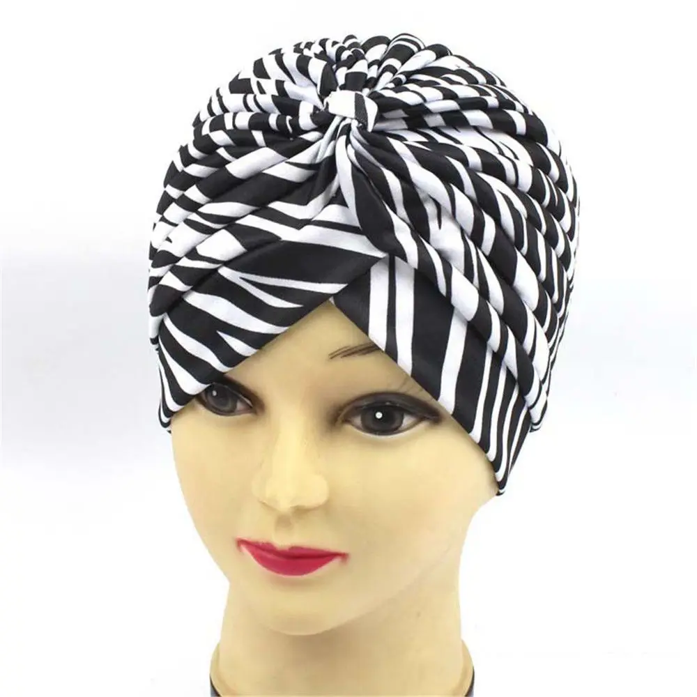 Multicolor Polyester Folds Muslim Turban Women Zebra Islamic Inner Hijab Caps Arab Turbante Femme Wrap Head Scarf Mujer Newest