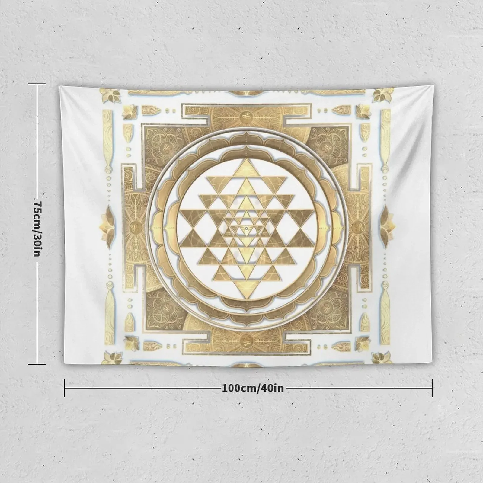 GOLDEN SRI YANTRA (white background) Tapestry Room Decoration Korean Style Bedroom Decorations Tapestry