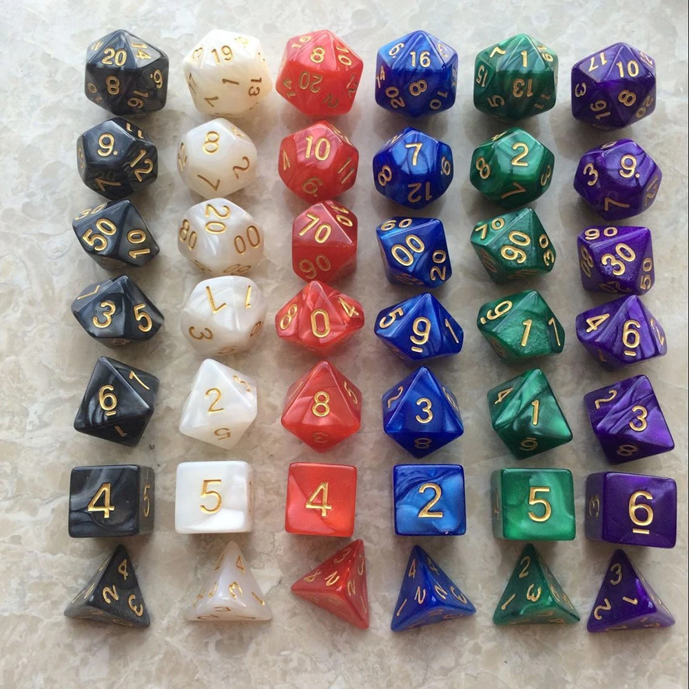 7Pcs Polyhedral Dice Game For RPG Dungeons And Dragons DND RPG MTG D20 D12 D10 D8 D6 D4 Table Game Double-Colors Polyhedral Dice