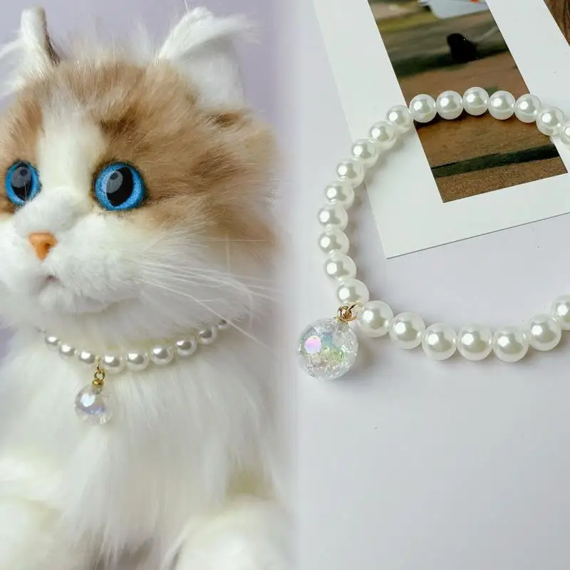 

Cute Pet Cat Dog Pearl Necklace Jewelry Collar High Value Photography Decor Accessory New Hot